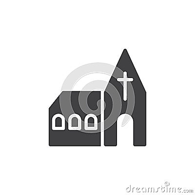 Church icon vector, filled flat sign, solid pictogram isolated on white. Vector Illustration