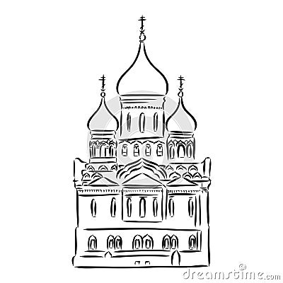 Church of the Intercession on the Nerl. Old Russian Orthodox church Vector drawing Vector Illustration