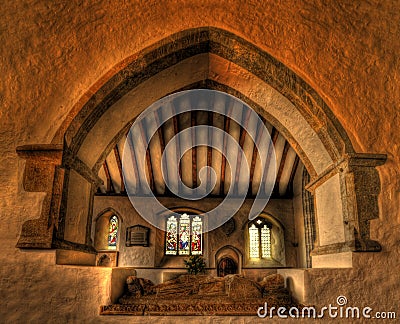 Church interior with crusaders tomb Stock Photo