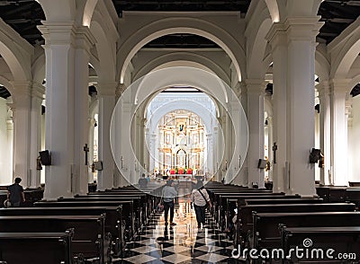 Church interior view cathedral basilica metropolitana de santa maria la antigua san felipe in the old quarter panama viejo panama Editorial Stock Photo