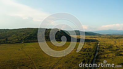 Church isolated on the top of the hill on countryside Stock Photo