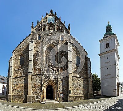 church in Klatovy town with beel tower, Czech Republic Stock Photo