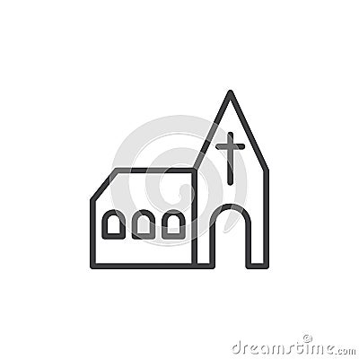 Church line icon, outline vector sign, linear style pictogram isolated on white. Vector Illustration