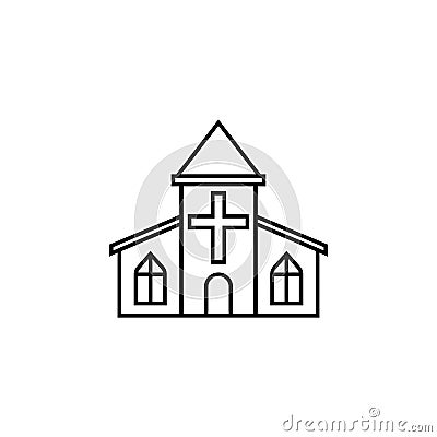 Church line icon, religious monument and building Vector Illustration