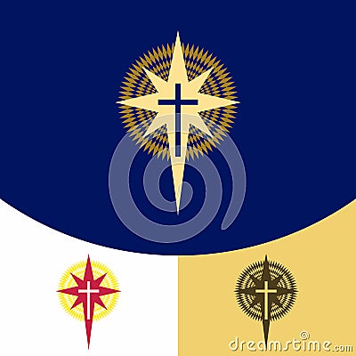 Church logo. Christian symbols. The cross of Jesus Christ and the Star of Bethlehem Vector Illustration