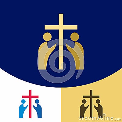Church logo. Christian symbols. Ekklesia Lord Jesus Christ Vector Illustration