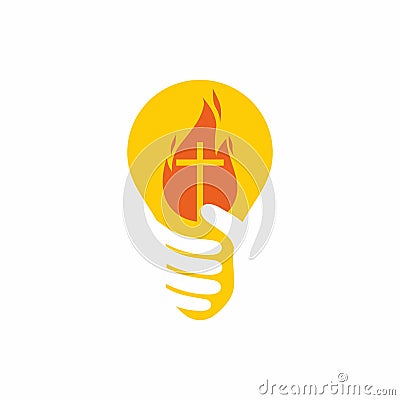 Church logo. Christian symbols. Lamp, light of the world - the Cross of Jesus Christ Vector Illustration