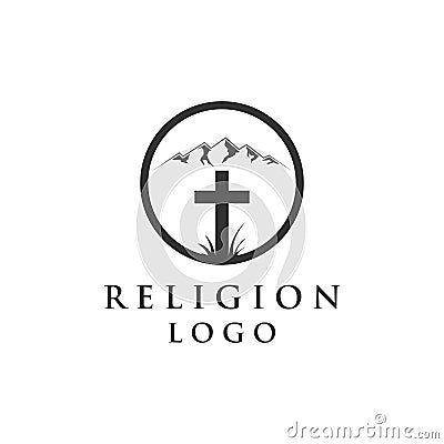 Mountain and religion logo Vector Illustration