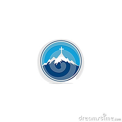 Church logo designs with mountain, minimalist logo. Vector Illustration