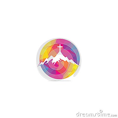 Church logo designs with mountain, minimalist logo. Vector Illustration