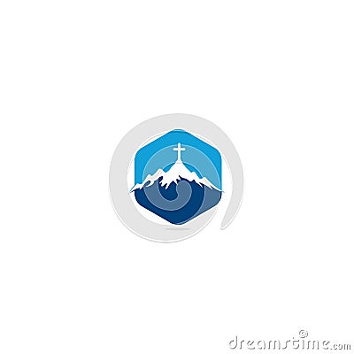 Church logo designs with mountain, minimalist logo. Vector Illustration