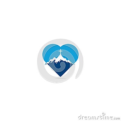 Church logo designs with mountain, minimalist logo. Vector Illustration