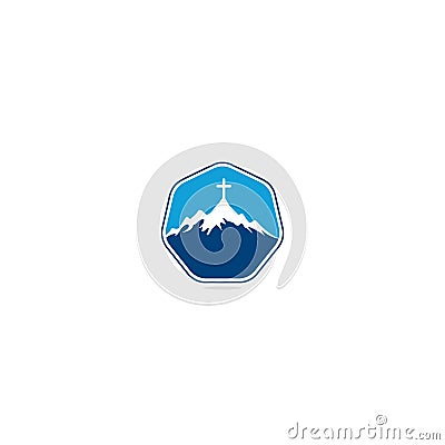 Church logo designs with mountain, minimalist logo. Vector Illustration