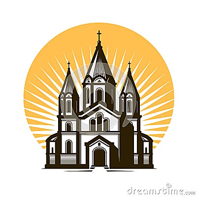 Church logo or label. Religion, faith symbol. Vector illustration Vector Illustration