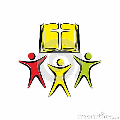 Church logo. Loving God. Unity in Christ Vector Illustration