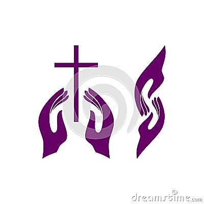 Church logo. People united by faith in God Vector Illustration