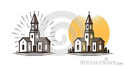 Church logo. Religion, faith, belief icon or symbol. Vector illustration Vector Illustration