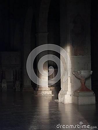 Church low light interior Stock Photo