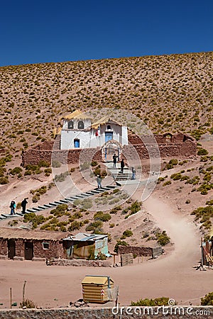 The church. Machuca village. San Pedro de Atacama. Antofagasta Region. Chile Editorial Stock Photo
