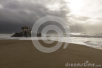 Church in the middle of the ocean Stock Photo