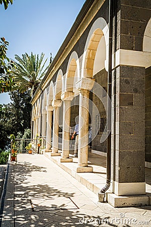 Church of Mount of Beatitudes, Sea of Galilee in Israel Editorial Stock Photo