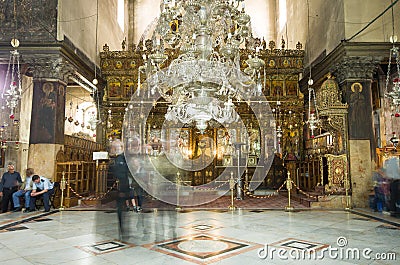 Church of the Nativity interior, Bethlehem, Israel Editorial Stock Photo