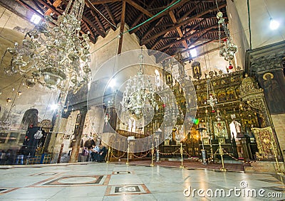 Church of the Nativity interior, Bethlehem, Israel Editorial Stock Photo