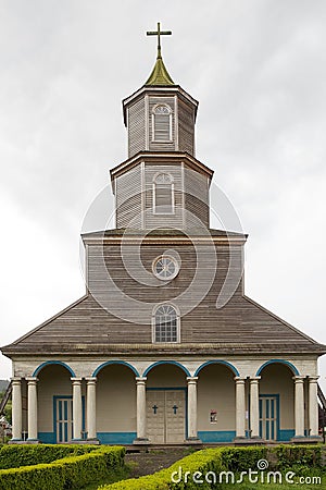 Church of Nercon, Chiloe Island, Chile Stock Photo