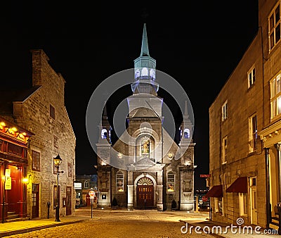 Church in old Montreal, Quebec, Canada Stock Photo