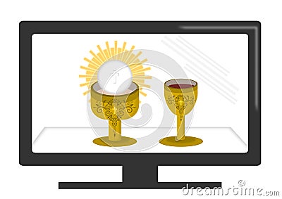 Church online service Vector Illustration