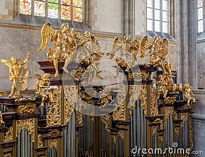 Church organ in Cathedral Kutna Hora. Czech Republic Editorial Stock Photo