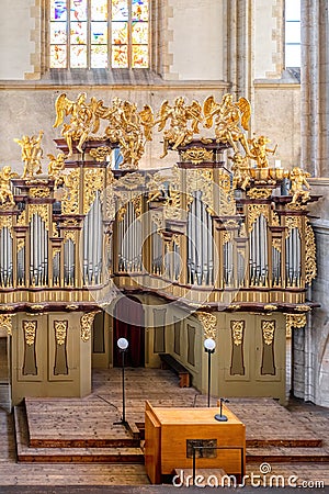 Church organ in Cathedral Kutna Hora. Czech Republic Editorial Stock Photo