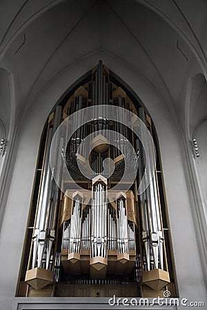 Church organ Hallgrimskirkja Editorial Stock Photo