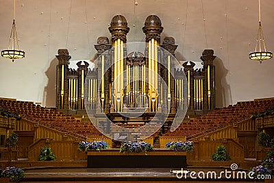 Church organ pipes at the Mormon Tabernacle Stock Photo