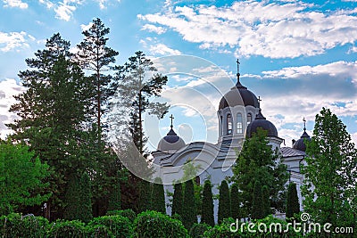 Church with ornamental garden Stock Photo