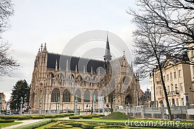 Church of Our Blessed Lady of the Sablon in Brussels Editorial Stock Photo