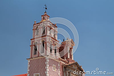 Church Parroquia Santa Maria de Asuncion. Tequisquiapan, Queretaro, Mexico. Stock Photo