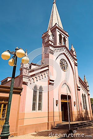 Church at PLaza de Armas, the main square of Calama, a mining town in the Atacama Desert, Calama Stock Photo