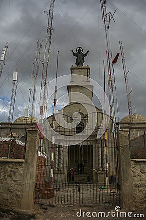 Church PotosÃ­ mineral mine mountain in Cordillera Real, Andes, Bolivia Stock Photo