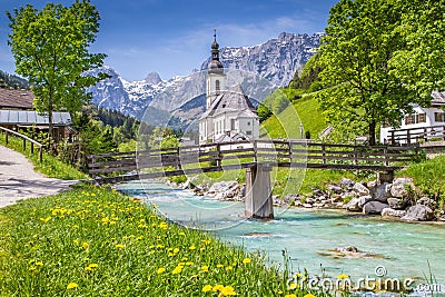 Church of Ramsau, Nationalpark Berchtesgadener Land, Bavaria, Germany Stock Photo