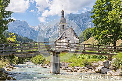 Church of Ramsau near Berchtesgaden in German Bavarian alps Stock Photo