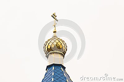 Church religion dome temple architecture orthodox cathedral golden landmark against the sky Stock Photo