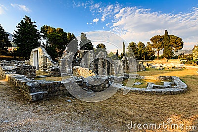 Church Ruins in the Ancient Town of Salona Stock Photo