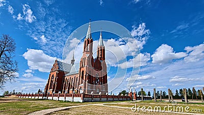 Church of the Sacred Heart of Jesus in Latvian village of Liksna in the spring of 2023 Editorial Stock Photo