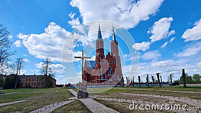 Church of the Sacred Heart of Jesus in Latvian village of Liksna in the spring of 2023 Editorial Stock Photo