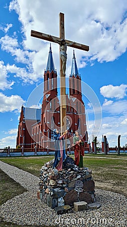 Church of the Sacred Heart of Jesus near Latvian village of Liksna in April 2023 Editorial Stock Photo