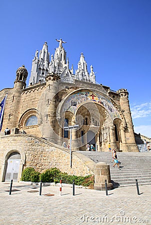 Church of the Sacred Heart of Jesus The Temple Expiatori del Sagrat Cor on Tibidabo in Barcelona Editorial Stock Photo