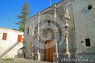 Church of Saint Augustine or Iglesia de San Agustin in Arequipa, Historical site in Peru Editorial Stock Photo