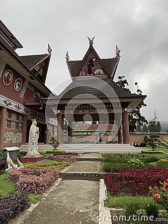 The Church of Saint francis of Assisi in Berastagi Sumatra Editorial Stock Photo