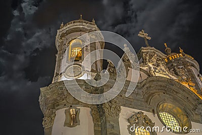 Church of Saint Francis of Assisi - Tower detail - Sao Joao del Rey, Brazil Stock Photo